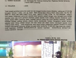 Wakil Sekretaris IWO Lampung Jadi Korban Pencurian Motor ,Kerugian Ditaksir Rp13 Juta