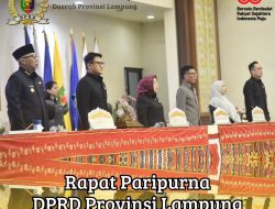 DPRD Provinsi Lampung menggelar Rapat Paripurna dalam rangka Penyampaian Program Pembentukan Peraturan Daerah (Propemperda) Provinsi Lampung Tahun 2026 oleh Badan Pembentukan Peraturan Daerah (Bapemperda) DPRD Provinsi Lampung.
