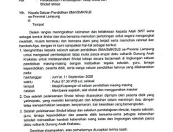Disdikbud Lampung Imbau Sekolah Gelar Sholat Istisqo