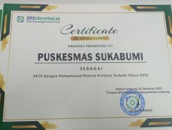 Puskesmas Sukabumi Raih Penghargaan FKTP dengan Pemantauan Peserta Prolanis Terbaik 